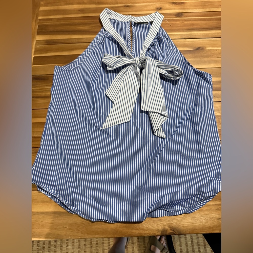 7th avenue striped sleeveless blouse medium